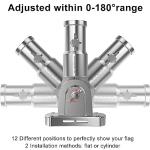 evertoco Premium Flag Pole Kit - T304 Stainless Steel 180°Adjustable Flag Bracket, Thicker 6 Ft Flag Pole with Aluminum Alloy Rings - Durable, Wind Resistant, Rust Free, Silver