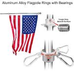 evertoco Premium Flag Pole Kit - T304 Stainless Steel 180°Adjustable Flag Bracket, Thicker 6 Ft Flag Pole with Aluminum Alloy Rings - Durable, Wind Resistant, Rust Free, Silver