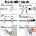 evertoco Premium Flag Pole Kit - T304 Stainless Steel 180°Adjustable Flag Bracket, Thicker 6 Ft Flag Pole with Aluminum Alloy Rings - Durable, Wind Resistant, Rust Free, Silver