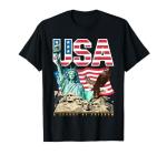USA Patriotic Graphic Statue of Liberty Eagle Mount Rushmore T-Shirt