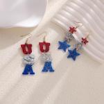 American Flag Earrings for Women - Patriotic Red White and Blue USA Star Drop Dangle Earrings 4th of July Outfit Independence Day Accessories Jewelry Gifts (USA & Star)