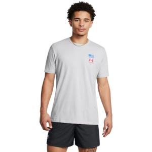 Under Armour Men's Freedom Flag Variation Short Sleeve T Shirt, (011) Mod Gray Medium Heather / / Red, XX-Large