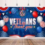 Veterans Day Decorations Backdrop Banner 5x3Ft Thank You Veterans Banner Patriotic Themed Party Decorations Background Photo Booth Props for America National Holiday Party Decor Supplies