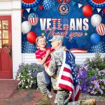 Veterans Day Decorations Backdrop Banner 5x3Ft Thank You Veterans Banner Patriotic Themed Party Decorations Background Photo Booth Props for America National Holiday Party Decor Supplies