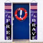 American Flag Patriotic Soldier Free&Brave Porch Banner,Patriotic Hanging Banner for Memorial Day Independence Day Veterans Day Yard Indoor Outdoor Decor