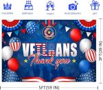 Veterans Day Decorations Backdrop Banner 5x3Ft Thank You Veterans Banner Patriotic Themed Party Decorations Background Photo Booth Props for America National Holiday Party Decor Supplies