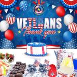 Veterans Day Decorations Backdrop Banner 5x3Ft Thank You Veterans Banner Patriotic Themed Party Decorations Background Photo Booth Props for America National Holiday Party Decor Supplies
