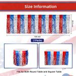 LOLStar 4th of July Decorations,2 Pack Red White and Blue Wavy Metallic Tinsel Foil Fringe Table Skirt for Rectangle and Round Tables, Perfect Table Decorations for Memorial Day,Labor Day,Veterans Day