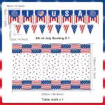 4th of July Paper Plates and Napkins,Independence Day Table Decorations and party Supplies Accessories,Memorial Day Tableware Table Cloth Patriotic Red White Blue American Flag Banner Disposable Cups