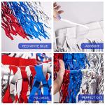 LOLStar 4th of July Decorations,2 Pack Red White and Blue Wavy Metallic Tinsel Foil Fringe Table Skirt for Rectangle and Round Tables, Perfect Table Decorations for Memorial Day,Labor Day,Veterans Day
