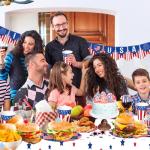 4th of July Paper Plates and Napkins,Independence Day Table Decorations and party Supplies Accessories,Memorial Day Tableware Table Cloth Patriotic Red White Blue American Flag Banner Disposable Cups