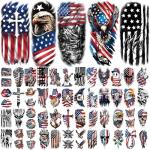 77 Sheets Independence Day Temporary Tattoo for Women Men, 17 Half Arm 4th of July Fake Tattoos, 60 Tiny American Flag Eagle Dog Cat Cow Memorial Labor Day Patriotic Body Tattoos