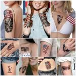 77 Sheets Independence Day Temporary Tattoo for Women Men, 17 Half Arm 4th of July Fake Tattoos, 60 Tiny American Flag Eagle Dog Cat Cow Memorial Labor Day Patriotic Body Tattoos