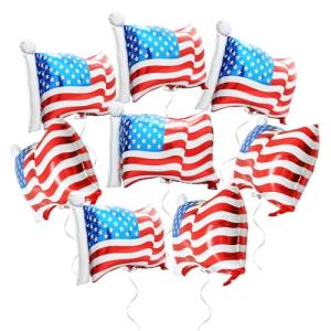 Deermon 8 Pack American Flag Patriotic Party Foil Balloons, Aluminum Helium 4th Of July Balloon For Independence Day, Labor Day, Memorial Day, US Election Holiday Event Celebration Decorations