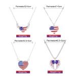 4th of July Necklace Patriotic Rhinestone Red White Blue American USA Flag Pendant Necklace Independence Day Jewelry for Memorial Day Accessories (Rhinestone Heart)