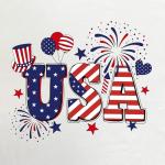 XLIEVO 4th of July Shirts Women:USA Color-Blocking Short-Sleeve American Flag Crew Neck Graphic Tee Patriotism T-Shirt