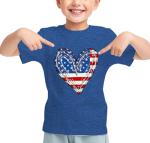 Boys Girls 4th of July Shirts USA Patriotic T-Shirt American Flag Shirt Funny Heart Tee Tops