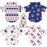 Weewooday 4 Pcs American Flag Dog Shirts Veterans Day Dog T-Shirts Patriotic Pet Costume Stripes Stars Vest American Flag Independence Day Pet Clothes Breathable Summer Vest(Medium)