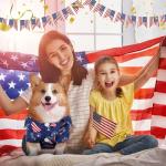 Weewooday 4 Pcs American Flag Dog Shirts Veterans Day Dog T-Shirts Patriotic Pet Costume Stripes Stars Vest American Flag Independence Day Pet Clothes Breathable Summer Vest(Medium)