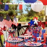 12 Pcs 4th of July Glitter Puffy Star Picks Americana Sparkly Red White Blue Patriotic Decor Foam Star Sticks for Memorial Day National Day Independence Day Party Table Centerpieces Decoration
