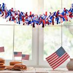 Shappy 90 ft 6 Rolls Red White and Blue Garland Patriotic Tinsel Garland Independence Day Glitter Metallic Twist Wedding Summer Birthday Party Indoor Outdoor Hanging Home Decor