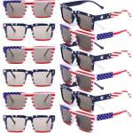 Shyyween 12 Pack American Flag Sunglasses Bulk Patriotic Plastic USA Independence Day Glasses for 4th of July Party Supplies