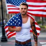 32 Sheets Independence Day Temporary Tattoos, USA Flag Patriotic Waterproof Fake Tattoos, Red White Blue Party Supplies Temp Tattoo Kits 4th of July Memorial Day, Veterans Day, Summer Festivals