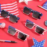 Shyyween 12 Pack American Flag Sunglasses Bulk Patriotic Plastic USA Independence Day Glasses for 4th of July Party Supplies