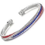 Dreuyet American Flag Rhinestone Bracelet Red White Blue Crystal Patriotic 4th of July Shiny Decorations USA Independence Day Jewelry (USA)