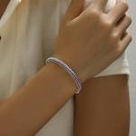 Dreuyet American Flag Rhinestone Bracelet Red White Blue Crystal Patriotic 4th of July Shiny Decorations USA Independence Day Jewelry (USA)