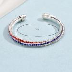 Dreuyet American Flag Rhinestone Bracelet Red White Blue Crystal Patriotic 4th of July Shiny Decorations USA Independence Day Jewelry (USA)