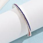 Dreuyet American Flag Rhinestone Bracelet Red White Blue Crystal Patriotic 4th of July Shiny Decorations USA Independence Day Jewelry (USA)