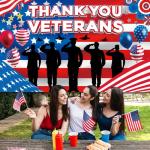 Large 71" X 43" Veterans Day Backdrop, Happy Veterans Banner, Memorial Day Decorations for Office, Thank You Veterans Banner Patriotic Decorations tineit