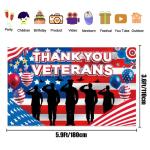 Large 71" X 43" Veterans Day Backdrop, Happy Veterans Banner, Memorial Day Decorations for Office, Thank You Veterans Banner Patriotic Decorations tineit