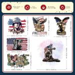 HTVSTD 12 Sheets Flag Veteran's Day Iron on Transfers DTF Transfers Ready to Press Patriotic Iron on Decals for T-Shirts Colorful Iron on Decals for DIY Patches Decals