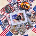 HTVSTD 12 Sheets Flag Veteran's Day Iron on Transfers DTF Transfers Ready to Press Patriotic Iron on Decals for T-Shirts Colorful Iron on Decals for DIY Patches Decals