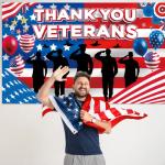Large 71" X 43" Veterans Day Backdrop, Happy Veterans Banner, Memorial Day Decorations for Office, Thank You Veterans Banner Patriotic Decorations tineit
