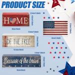 CroBlissful 4 Pcs Veterans Day Decorations Patriotic Memorial Day Tabletop Decorations Red White Blue Table Centerpieces Wood Block God Bless Sign for Office Tiered Tray Home Shelf Mantel