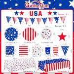 4th of July Party Supplies Set, Patriotic Theme Kit for Independence & Election Day Decorations, Includes Plates, Napkins, Cups, Banner, Tablecloth -Patriotic & 4th of July Party Decorations-24 Guests