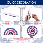 4th of July Patriotic Decorations Hanging Paper Fans Red White Blue American Theme National Day Independence Day Memorial Day Veterans Day Party Decor Supplies, 12pcs