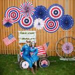 4th of July Patriotic Decorations Hanging Paper Fans Red White Blue American Theme National Day Independence Day Memorial Day Veterans Day Party Decor Supplies, 12pcs