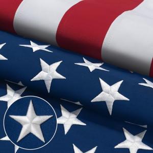 American Flag 3x5 Ft for Outside Longest Lasting- Ultra Durable, Tear-Proof Heavy Duty Spun Polyester US USA Flags - Fade Resistant, Embroidered Stars, Sewn Stripes, Brass Grommets - Outdoor Decor