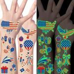 106 Packs 4th of July Decorations, 4th of July Glow in the Dark Tattoos, Multiple Styles Fourth of July Tattoos, Red White and Blue Decor Suitable for Patriotic Accessories Independence Day Supplies