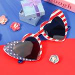 Vovii Fourth of July Sunglasses for Women USA Accessories, Heart American Flag Glasses for Patriotic Outfits, Red White and Blue Sunglasses for Men 4th of July Gifts