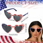 Vovii Fourth of July Sunglasses for Women USA Accessories, Heart American Flag Glasses for Patriotic Outfits, Red White and Blue Sunglasses for Men 4th of July Gifts