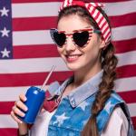 Vovii Fourth of July Sunglasses for Women USA Accessories, Heart American Flag Glasses for Patriotic Outfits, Red White and Blue Sunglasses for Men 4th of July Gifts