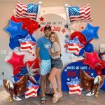 12 Pcs Independence Day Balloon Set, USA Flag 3D Eagle Star Foil Balloons, USA Red White and Blue Elections Party Decorations, Memorial Day Birthday Patriotic 4th of July Balloon Decorations