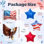 12 Pcs Independence Day Balloon Set, USA Flag 3D Eagle Star Foil Balloons, USA Red White and Blue Elections Party Decorations, Memorial Day Birthday Patriotic 4th of July Balloon Decorations