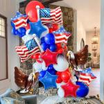12 Pcs Independence Day Balloon Set, USA Flag 3D Eagle Star Foil Balloons, USA Red White and Blue Elections Party Decorations, Memorial Day Birthday Patriotic 4th of July Balloon Decorations