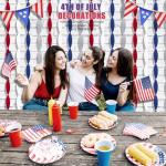 AOYOO Patriotic Crepe Paper Streamers with Tassels - 8 Rolls Red White Blue Decoration Kit for Independence Day, 4th of July, Memorial Day, USA Theme Party Supplies